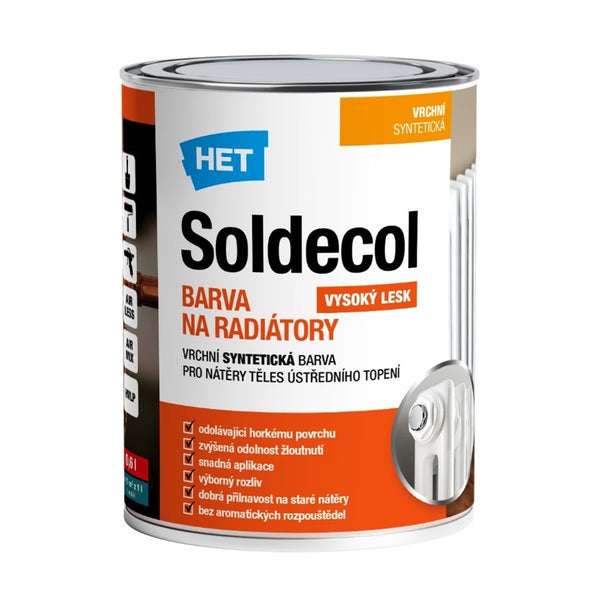 HET Soldecol BARVA NA RADIÁTORY bílá syntetická tepelně odolná barva 0,6 l