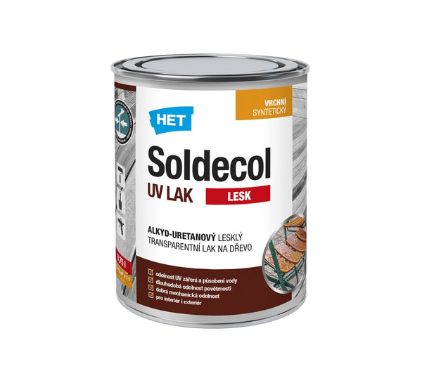 HET Soldecol UV LAK LESK alkyd-uretanový lesklý bezbarvý lak na dřevo