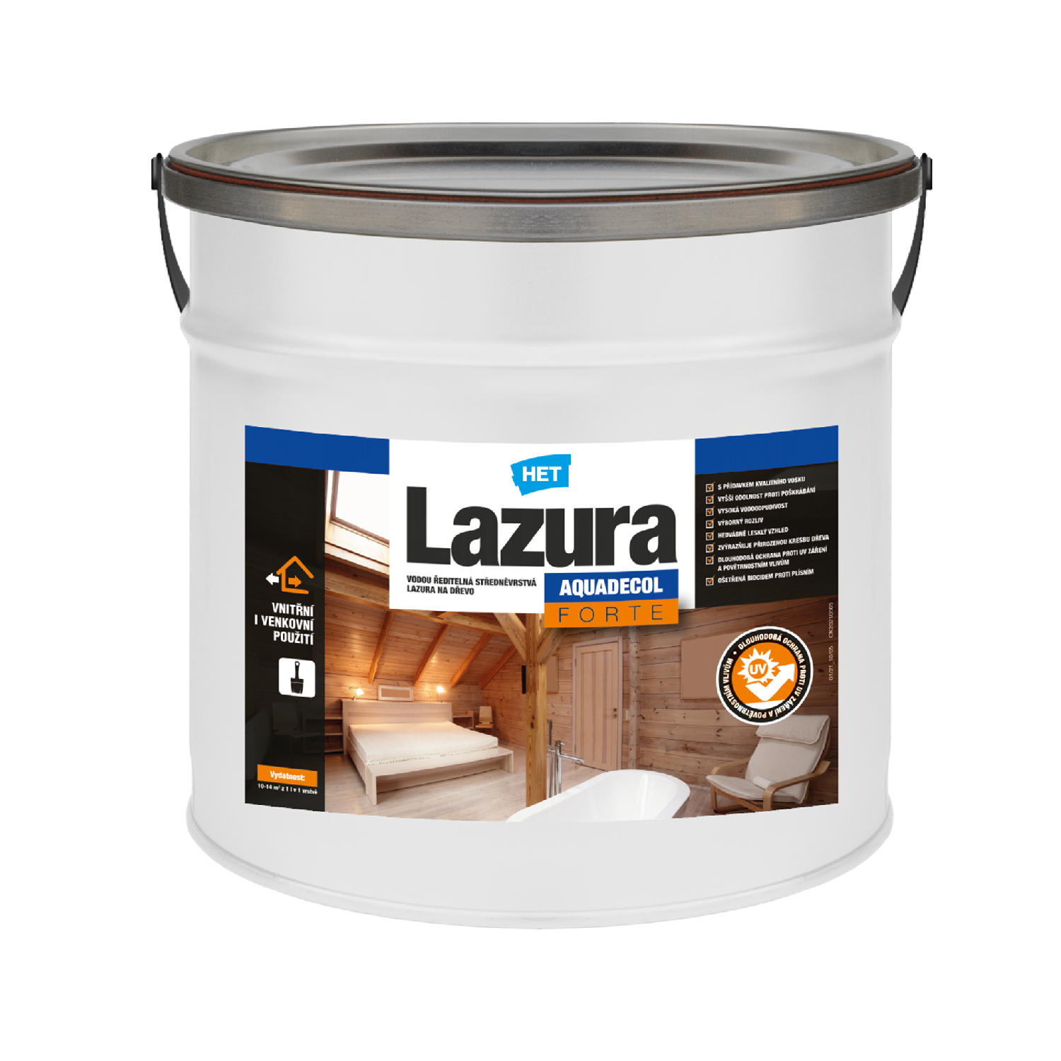 HET AQUADECOL LAZURA FORTE středněvrstvá lazura na dřevo 2,5 l