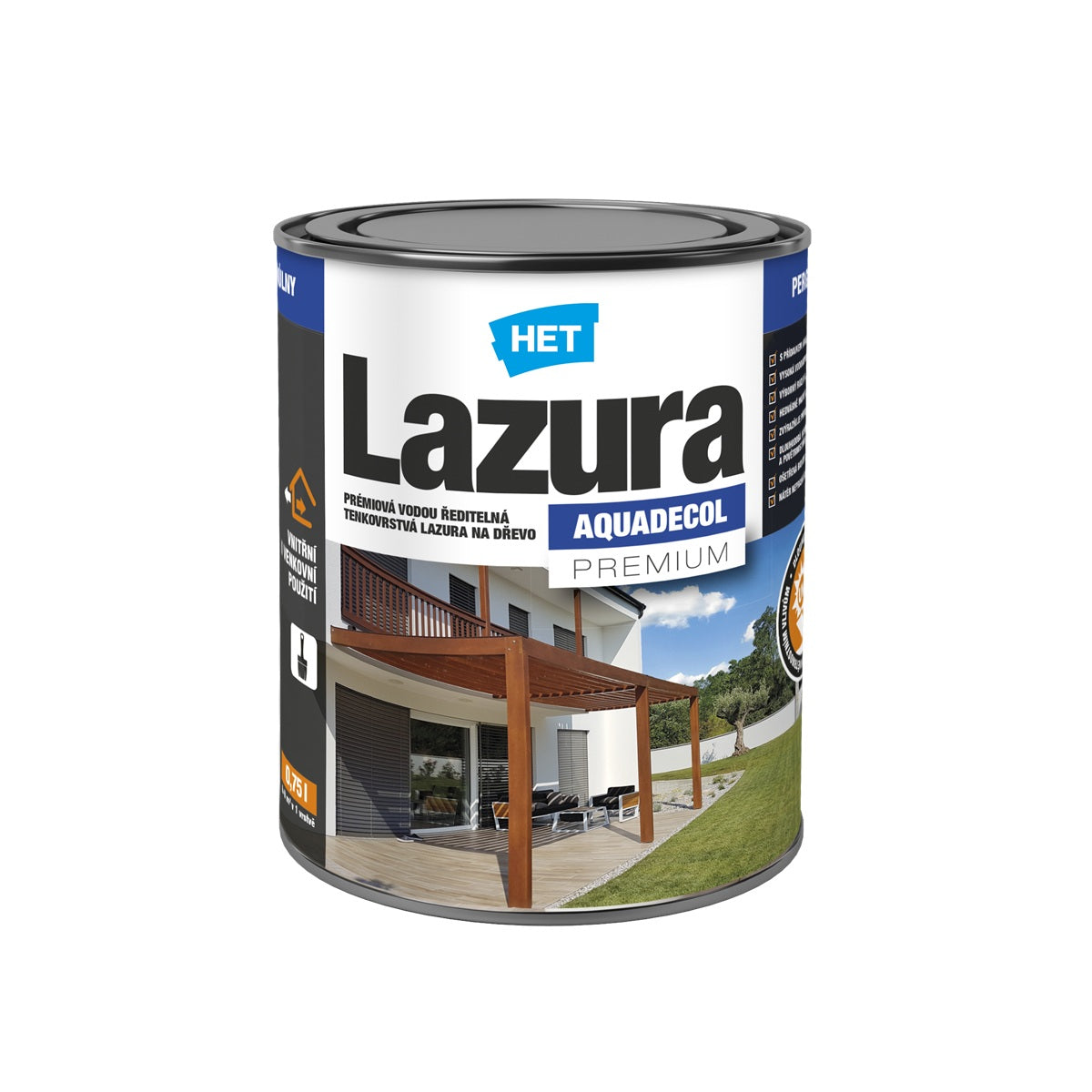 HET AQUADECOL Lazura PREMIUM tenkovrstvá lazura na dřevo 0,75 l