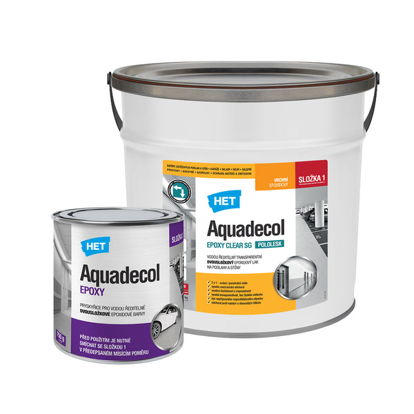 HET Aquadecol EPOXY CLEAR SG transparentní 2K pololesklý epoxidový lak na podlahy a stěny_2.75 kg + 0.75 kg (lak + tvrdidlo)