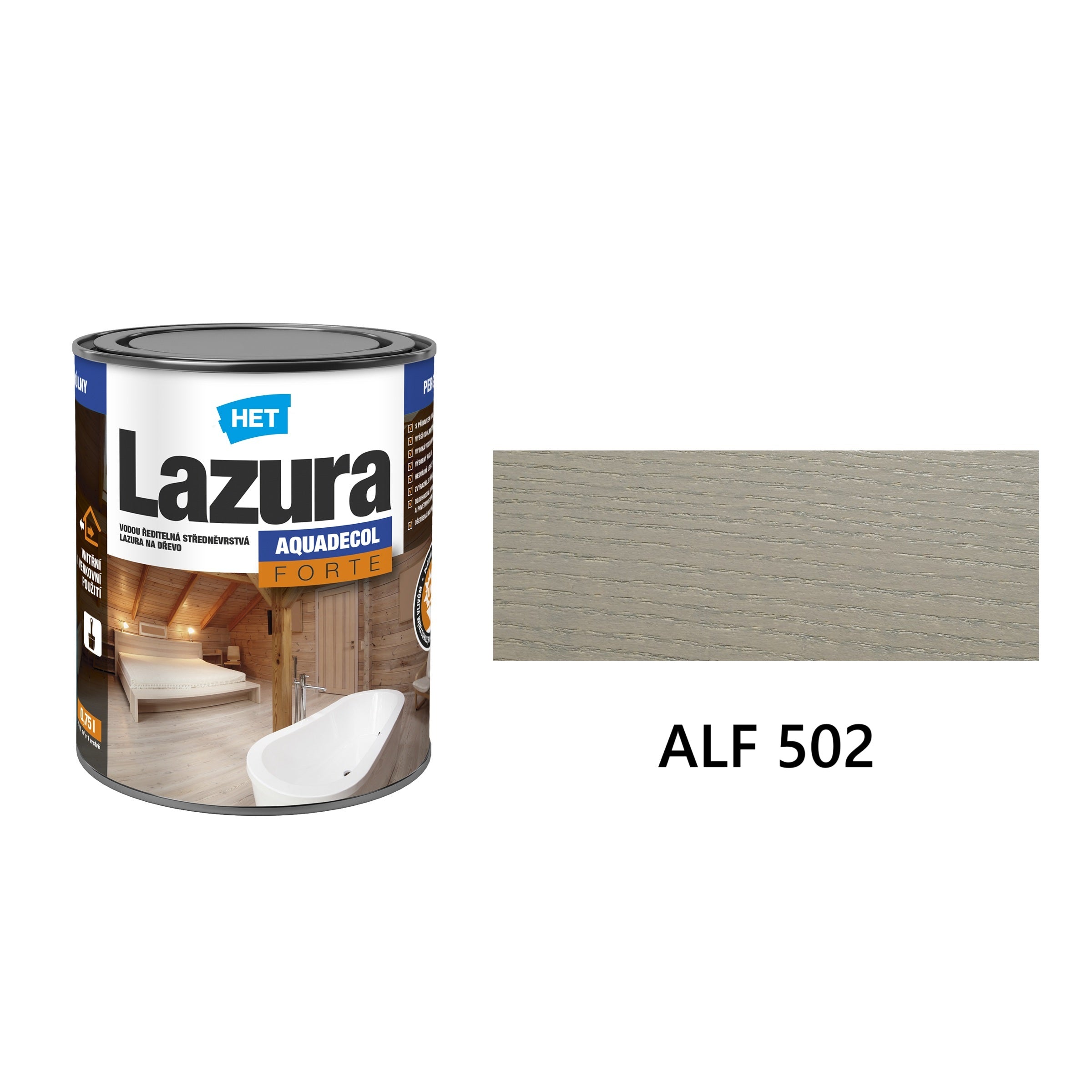 HET AQUADECOL Lazura FORTE středněvrstvá vodou ředitelná lazura na dřevo 2,5 l