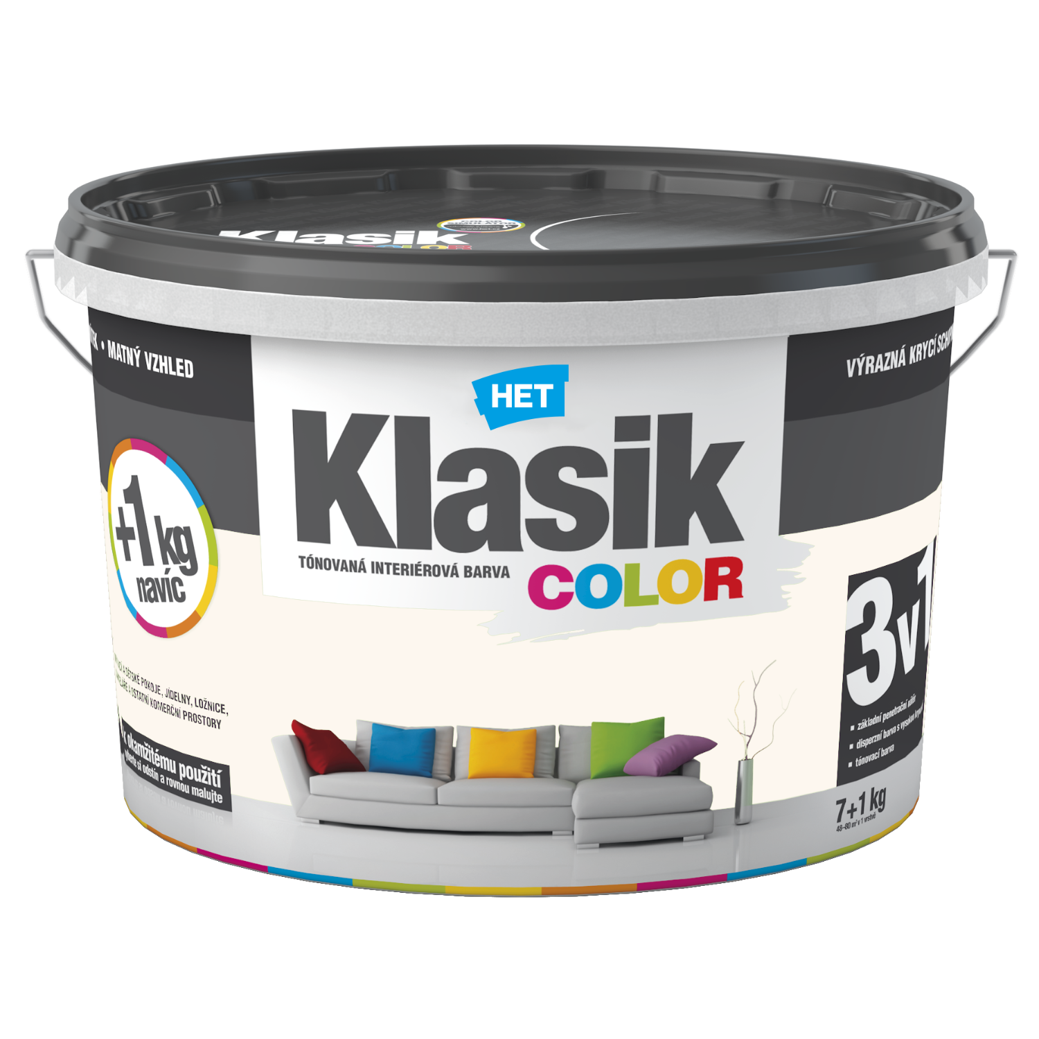 HET Klasik COLOR tónovaná interiérová akrylátová disperzní otěruvzdorná barva 7 kg + 1 kg zdarma, KC0218 - béžový pískový