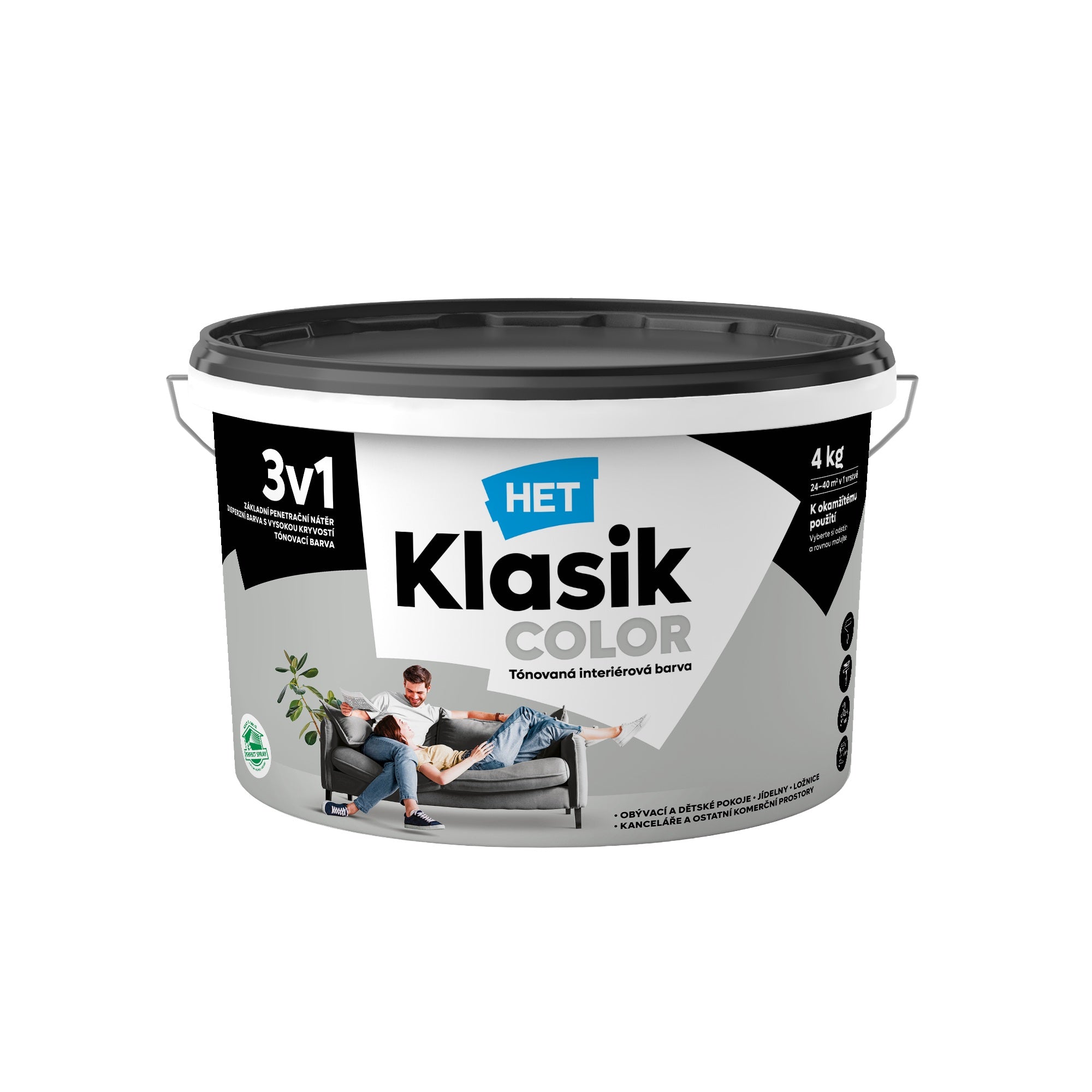 HET Klasik COLOR pastelová interiérová akrylátová otěruvzdorná barva na zeď_4kg_0117