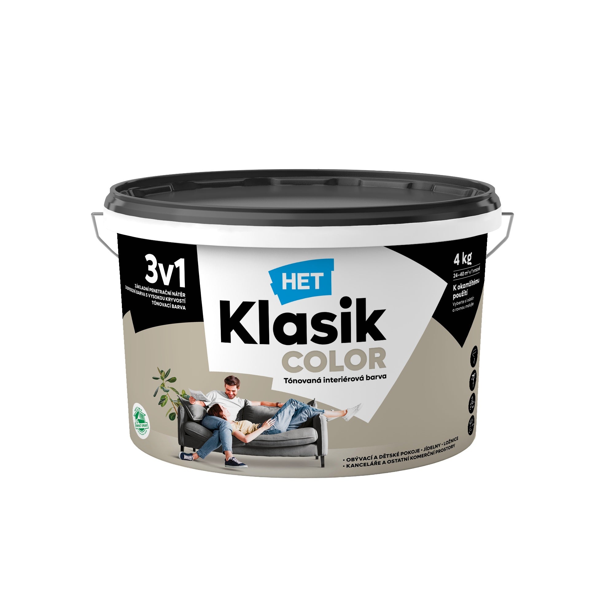 HET Klasik COLOR pastelová interiérová akrylátová otěruvzdorná barva na zeď_4kg_0197