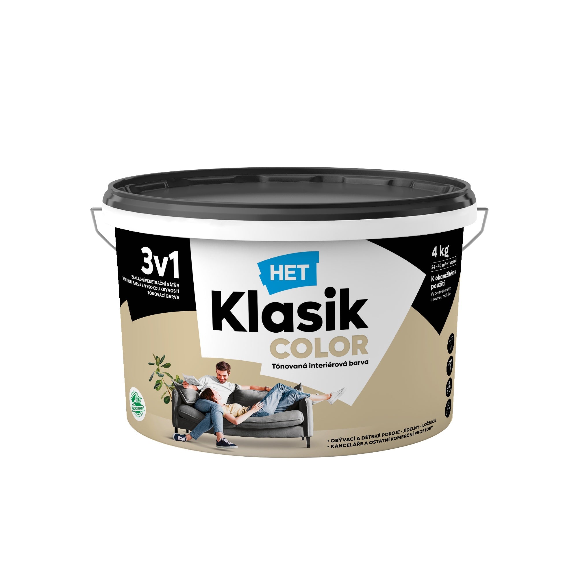 HET Klasik COLOR pastelová interiérová akrylátová otěruvzdorná barva na zeď_4kg_0197