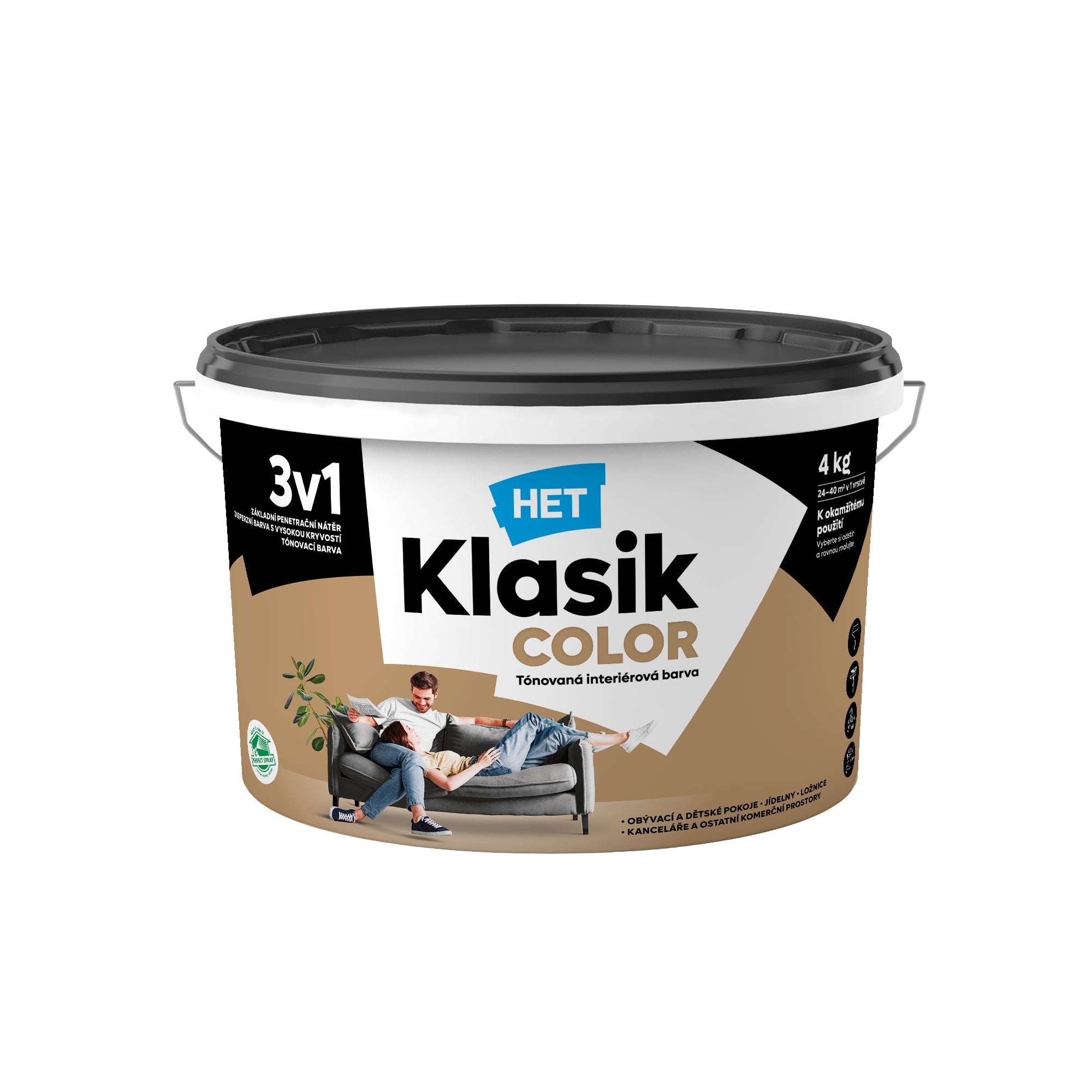 HET Klasik COLOR pastelová interiérová akrylátová otěruvzdorná barva na zeď_4kg_0257