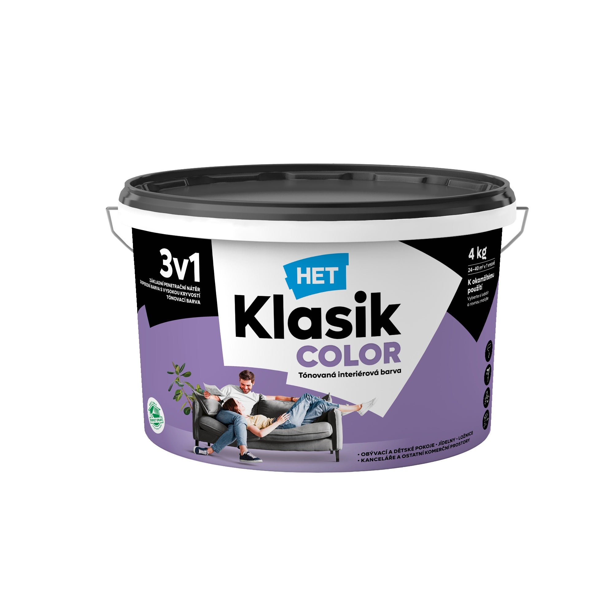 HET Klasik COLOR pastelová interiérová akrylátová otěruvzdorná barva na zeď_4kg_0347