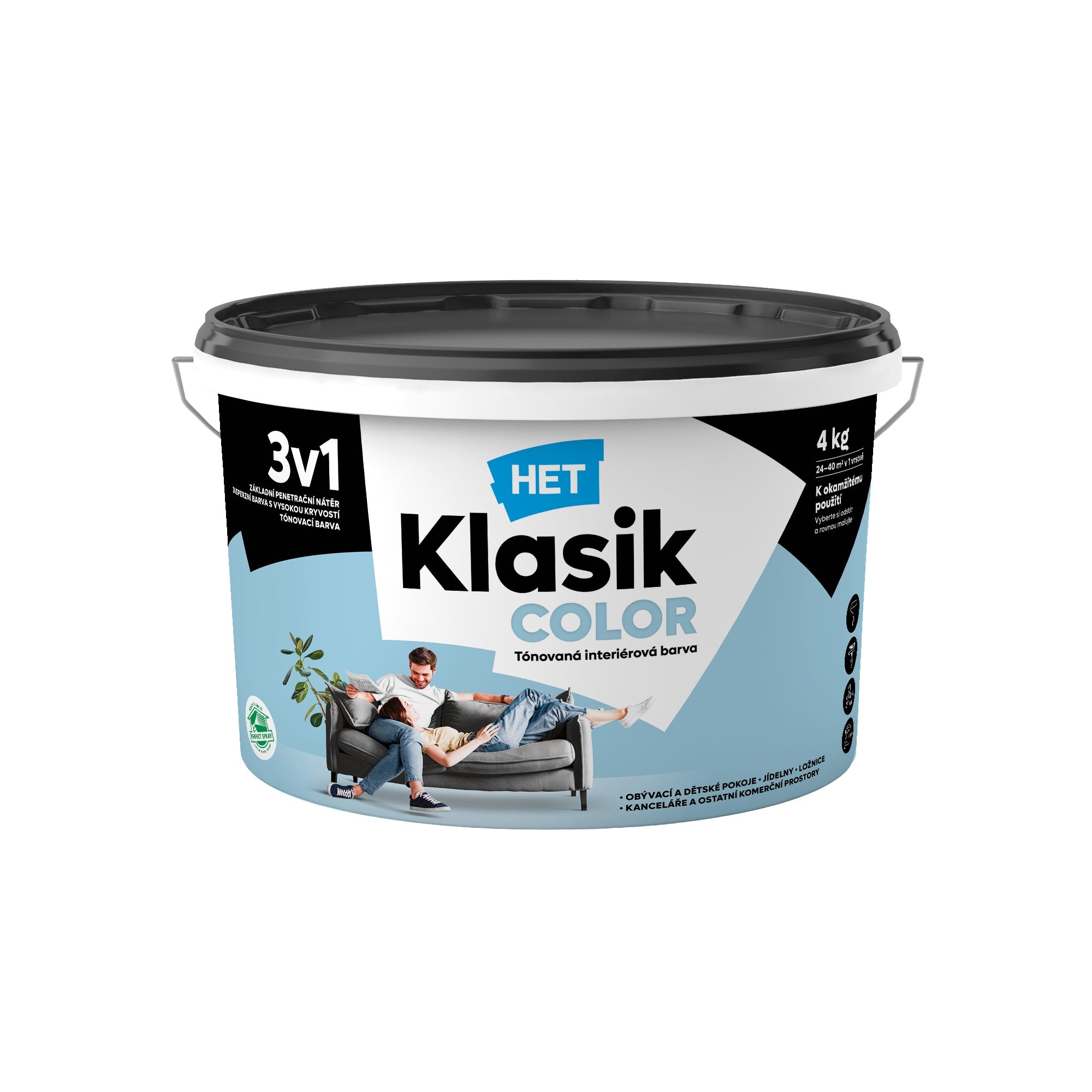HET Klasik COLOR pastelová interiérová akrylátová otěruvzdorná barva na zeď_4kg_0417