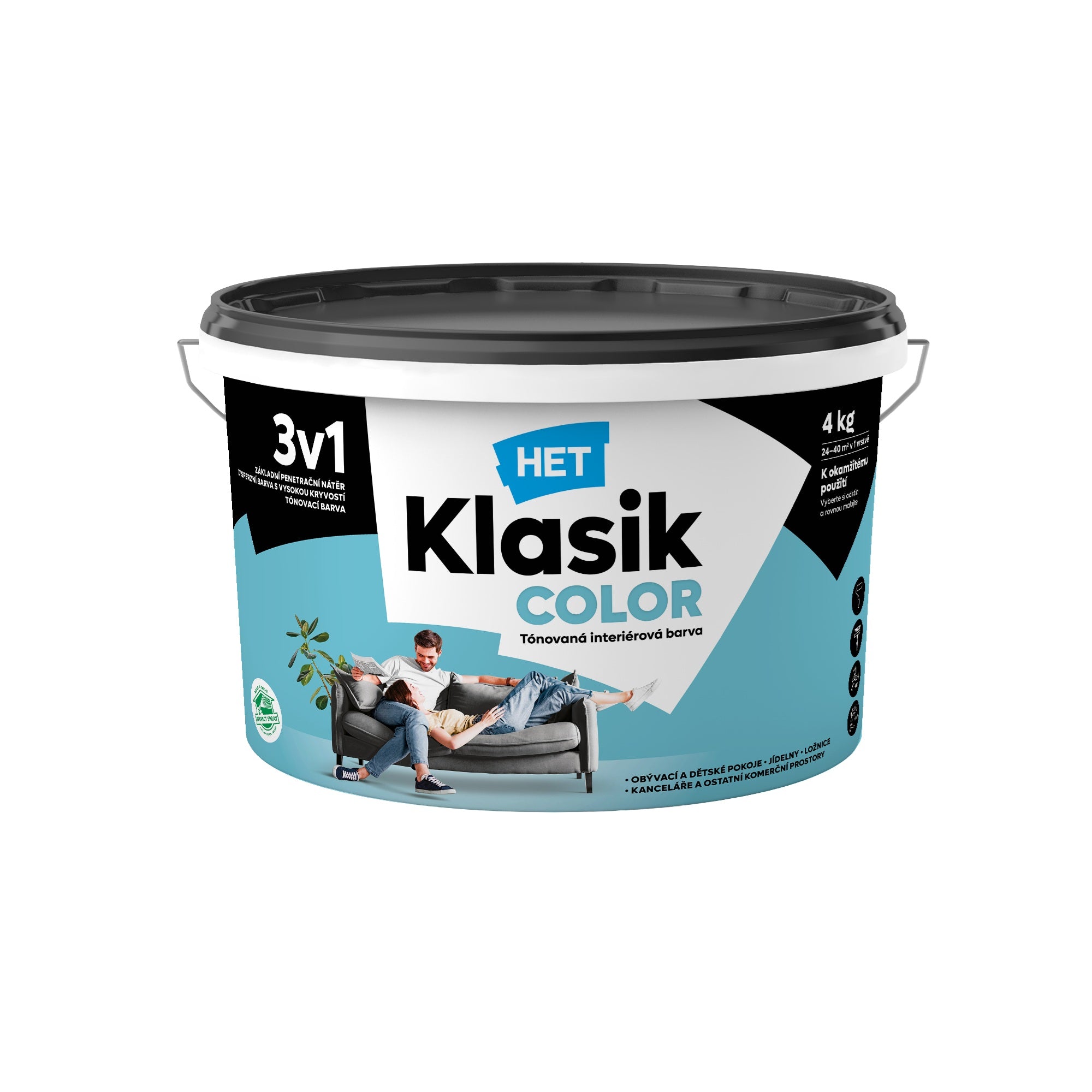HET Klasik COLOR pastelová interiérová akrylátová otěruvzdorná barva na zeď_4kg_0477