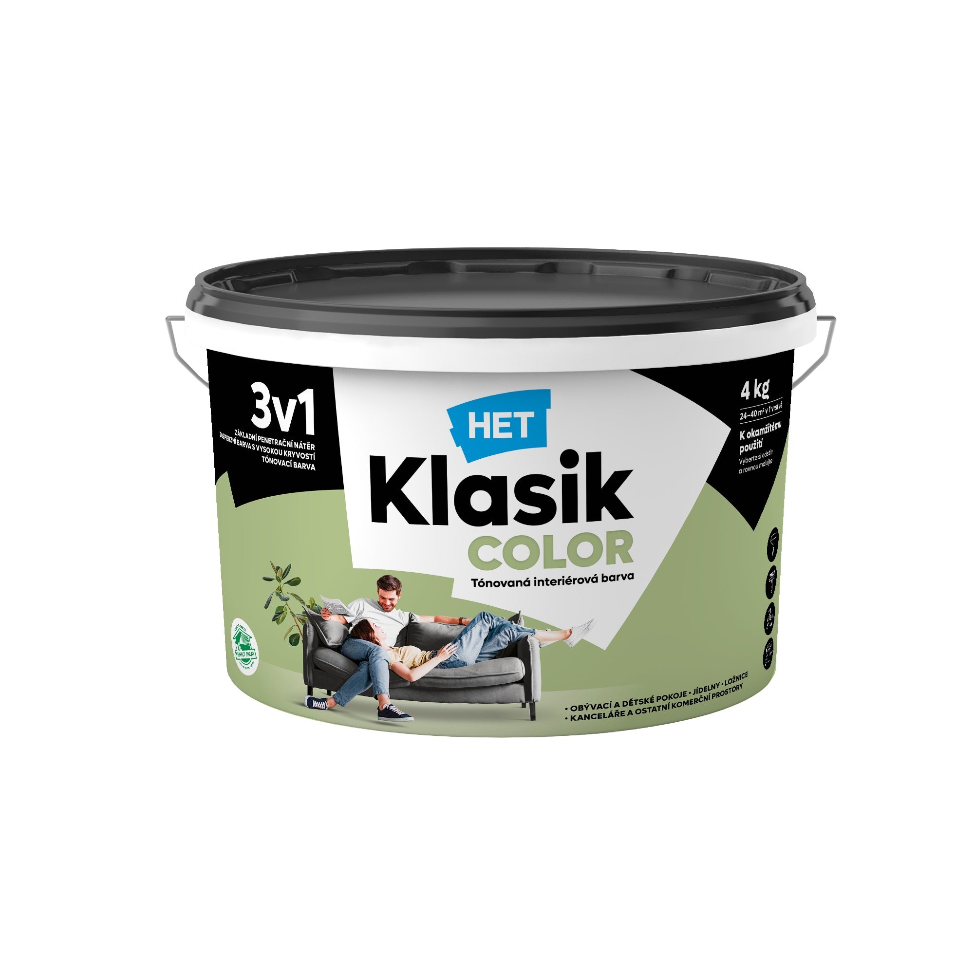HET Klasik COLOR pastelová interiérová akrylátová otěruvzdorná barva na zeď_4kg_0477
