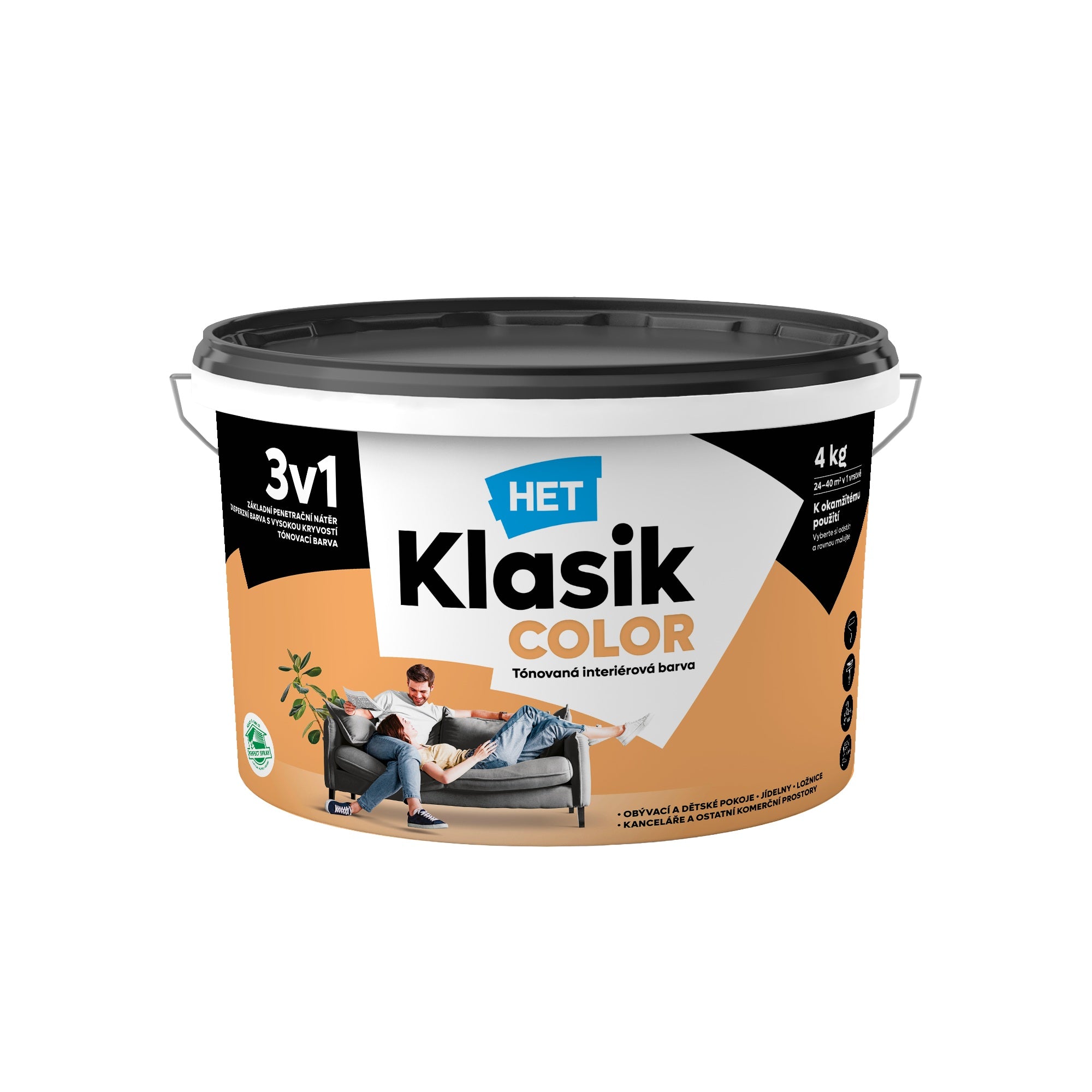 HET Klasik COLOR pastelová interiérová akrylátová otěruvzdorná barva na zeď_4kg_0737