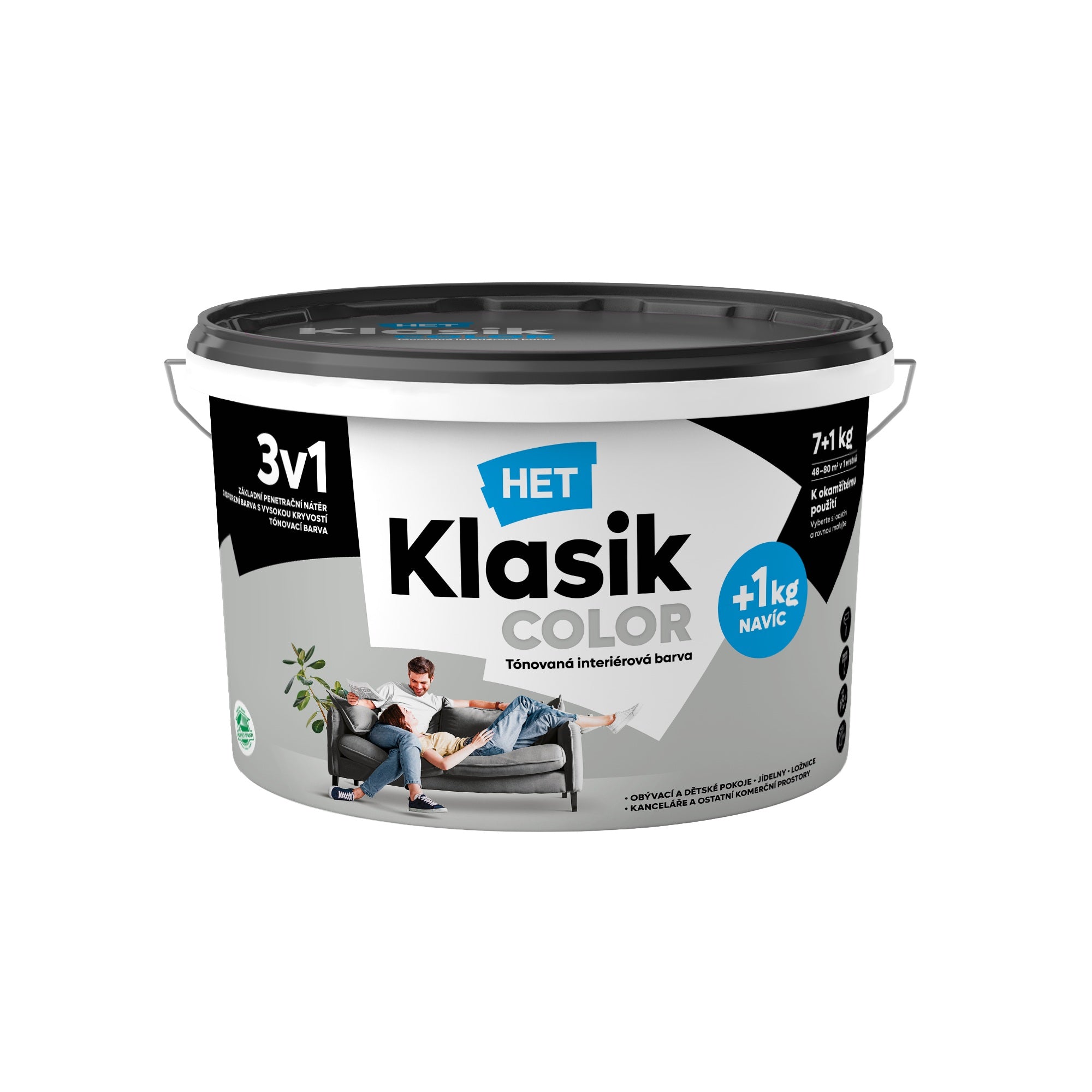 HET Klasik COLOR pastelová interiérová akrylátová otěruvzdorná barva na zeď_7+1kg_0117