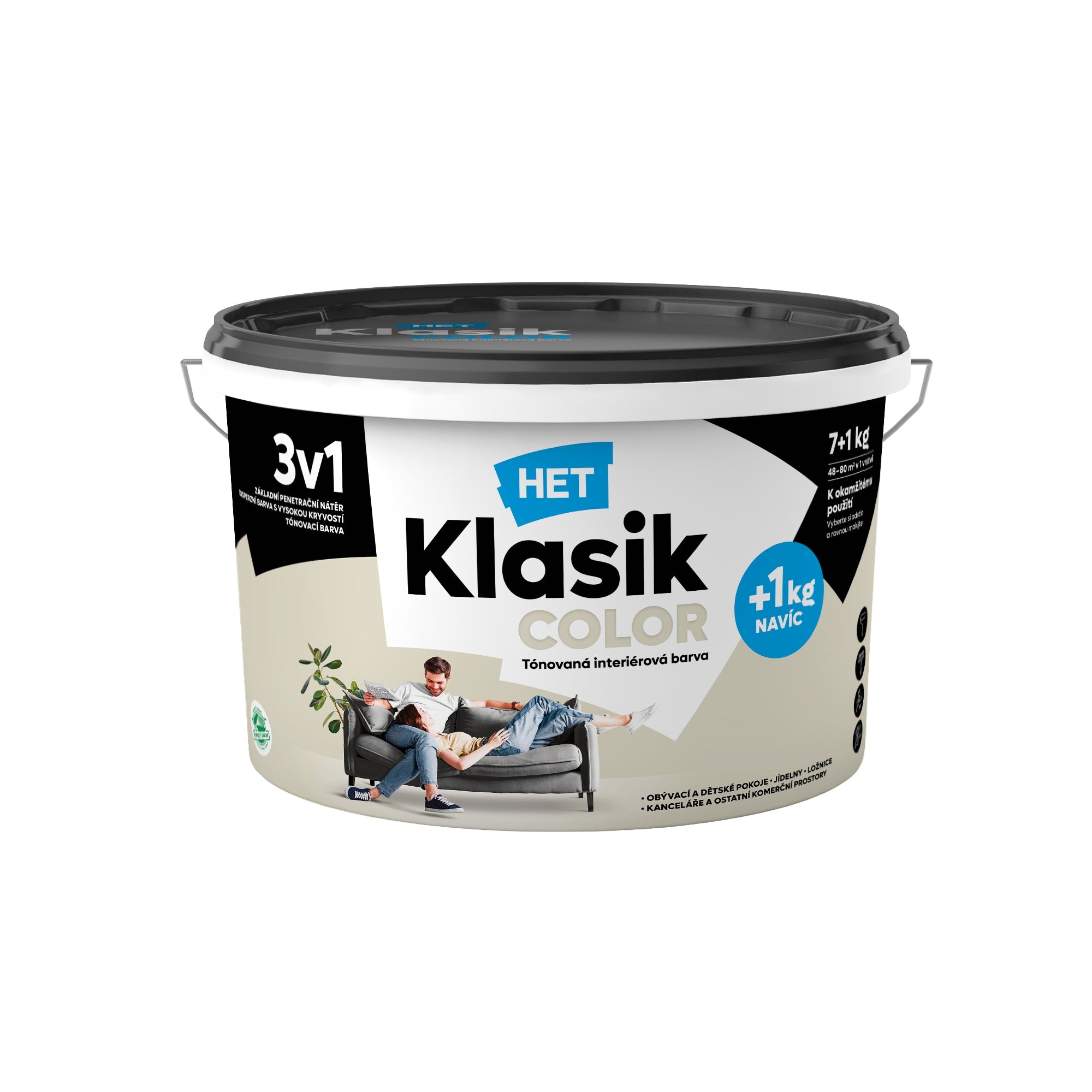 HET Klasik COLOR pastelová interiérová akrylátová otěruvzdorná barva na zeď_7+1kg_0218