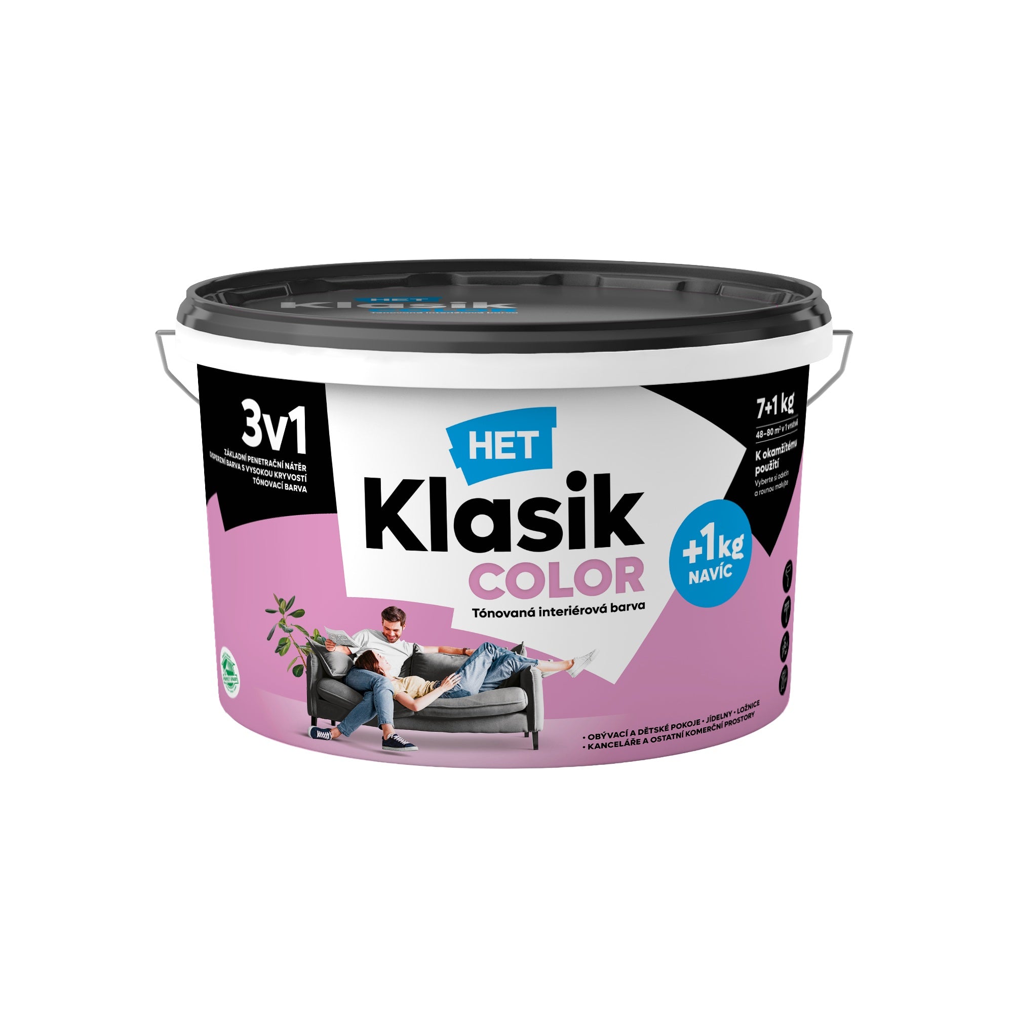 HET Klasik COLOR pastelová interiérová akrylátová otěruvzdorná barva na zeď_7+1kg_0307