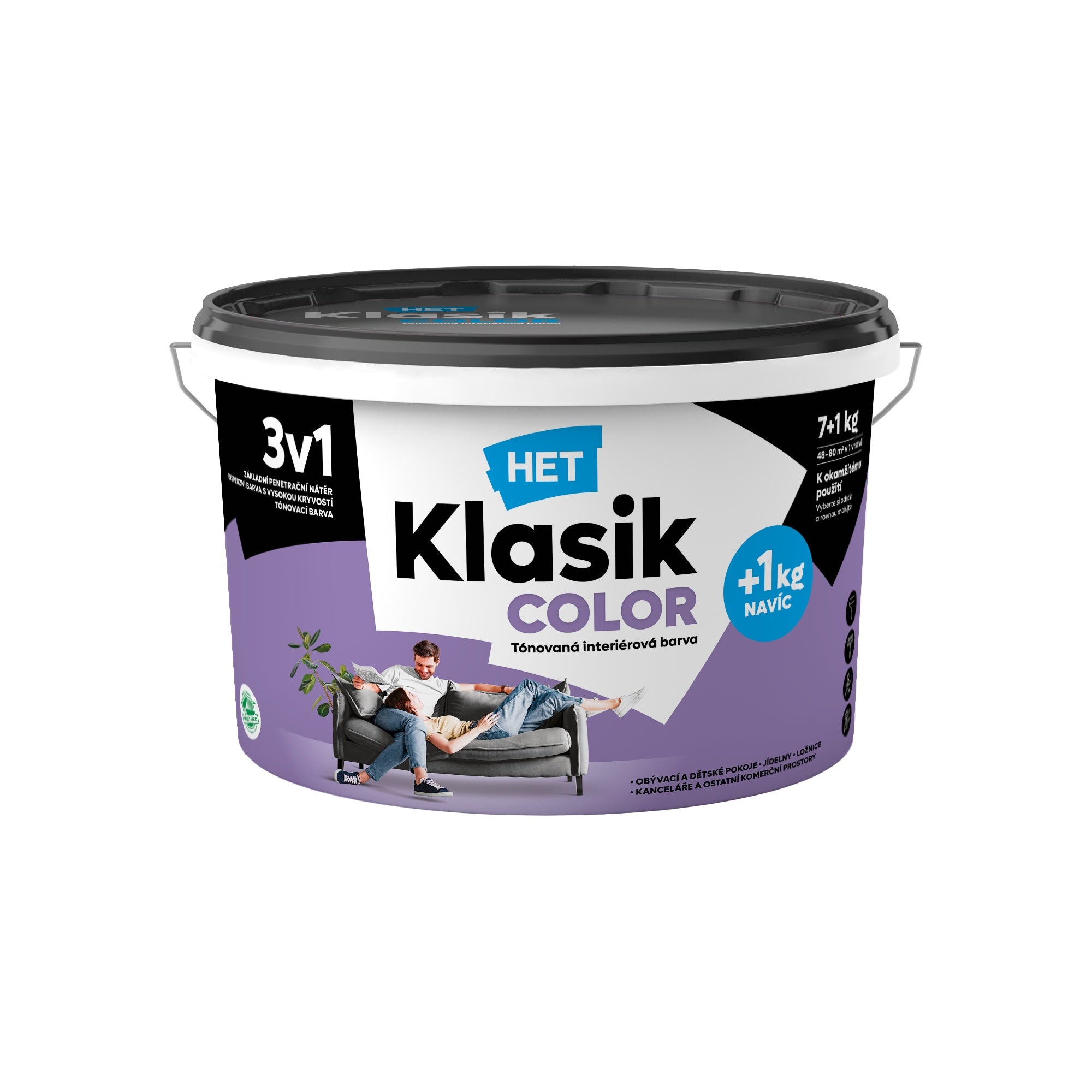 HET Klasik COLOR pastelová interiérová akrylátová otěruvzdorná barva na zeď_7+1kg_0347