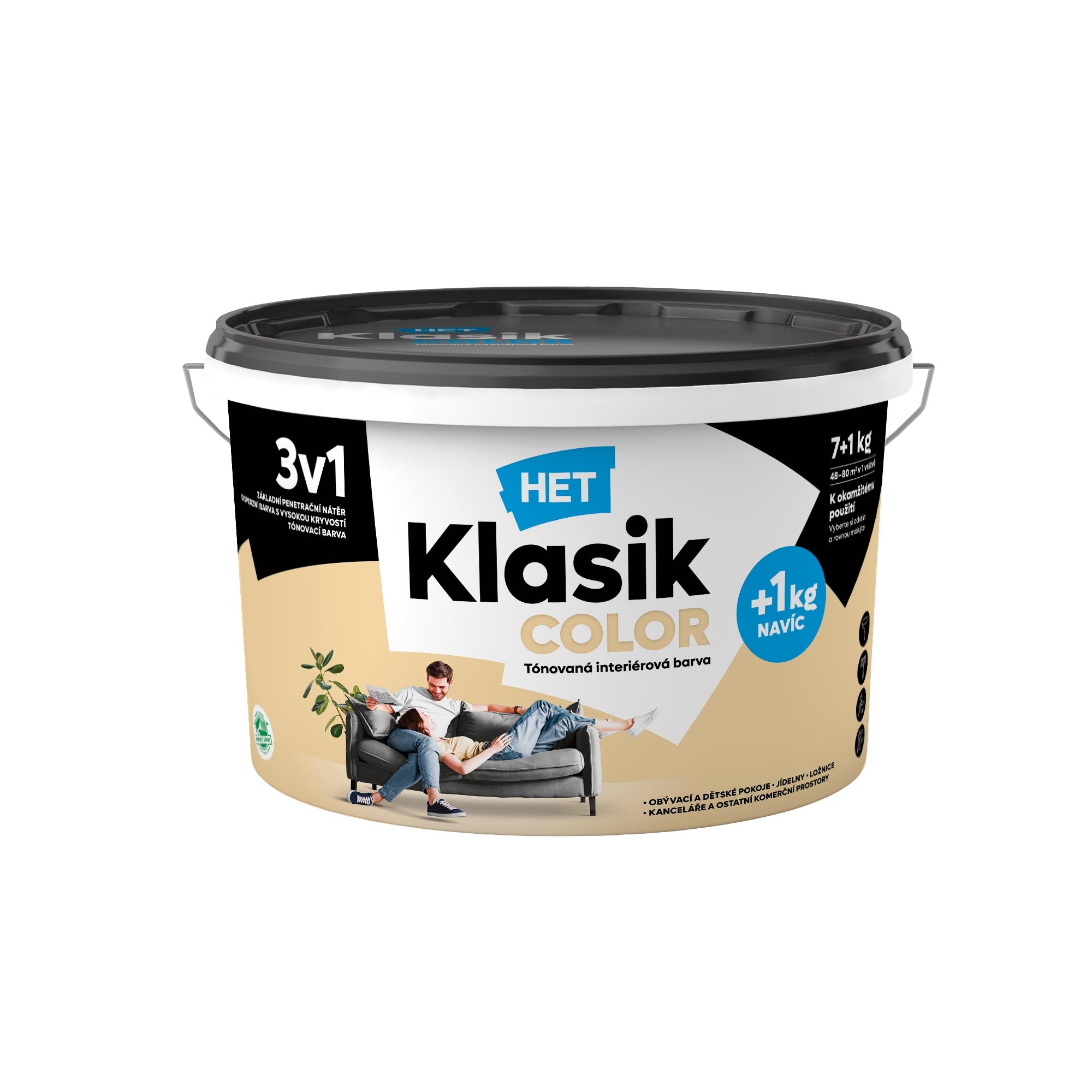 HET Klasik COLOR pastelová interiérová akrylátová otěruvzdorná barva na zeď_7+1kg_0728