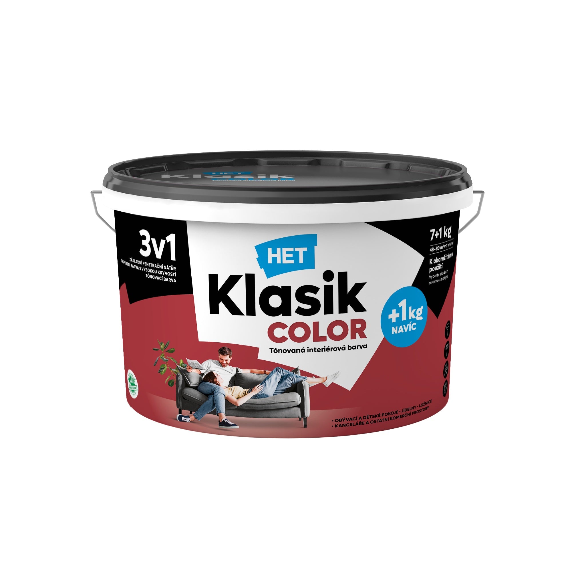 HET Klasik COLOR pastelová interiérová akrylátová otěruvzdorná barva na zeď_7+1kg_0897