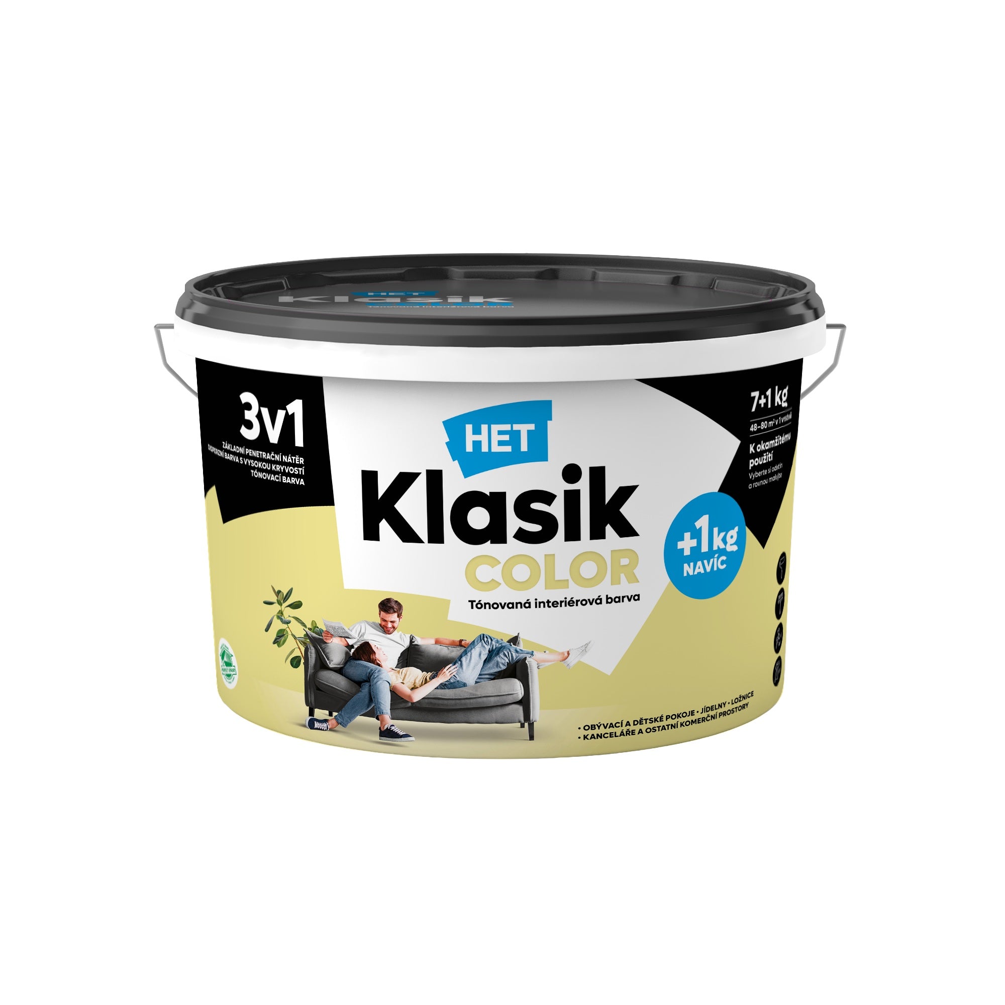 HET Klasik COLOR pastelová interiérová akrylátová otěruvzdorná barva na zeď_7+1kg_0897
