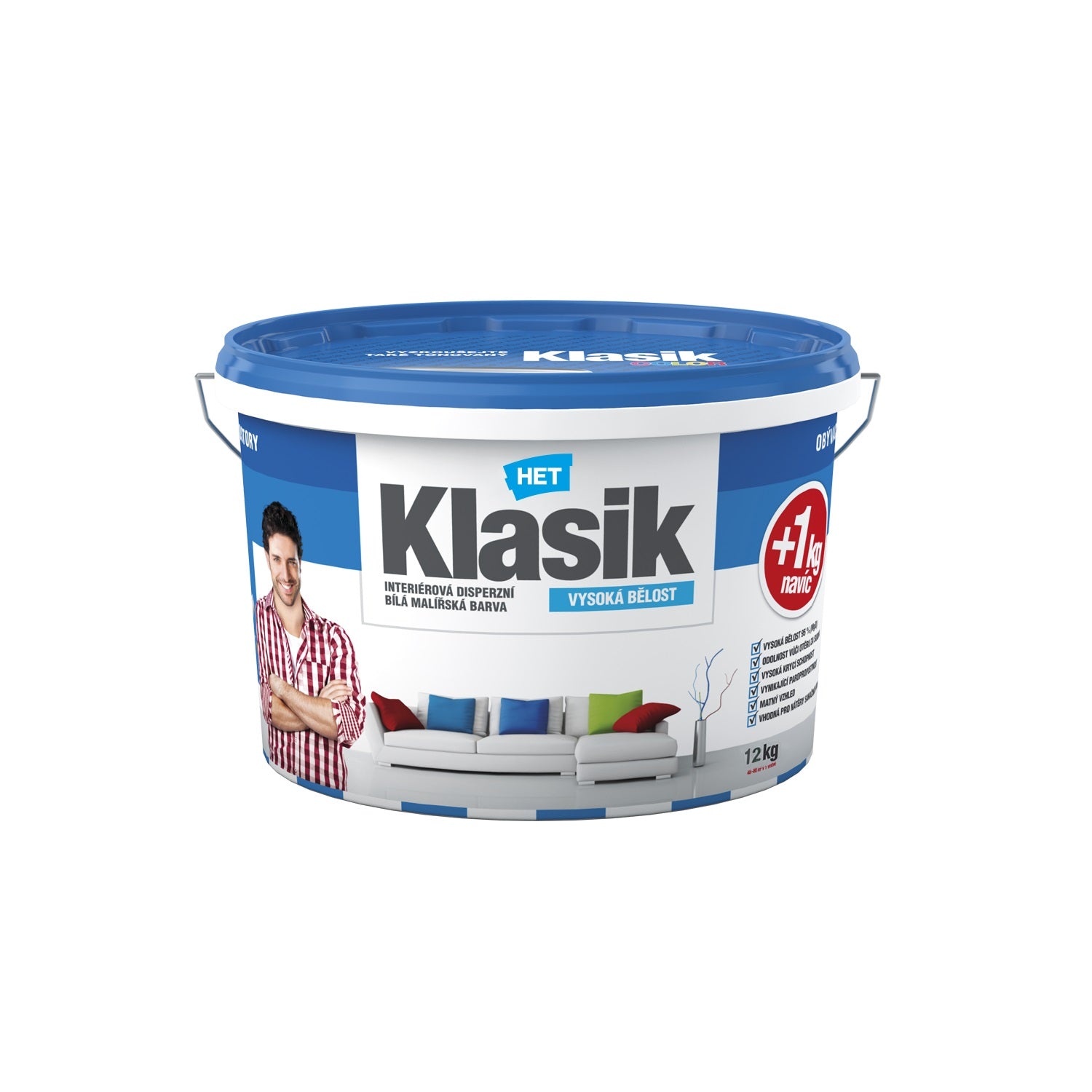 HET Klasik interiérová akrylátová vysoce bílá barva 7 + 1 kg zdarma