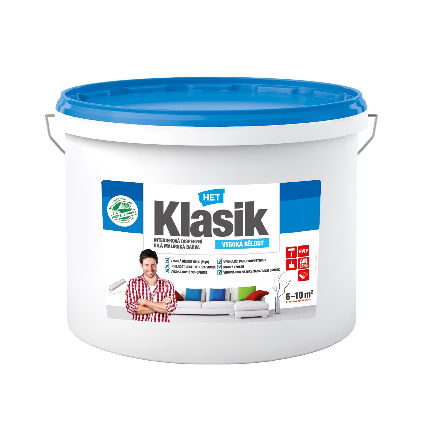 HET Klasik interiérová akrylátová vysoce bílá barva 15 + 3 kg zdarma