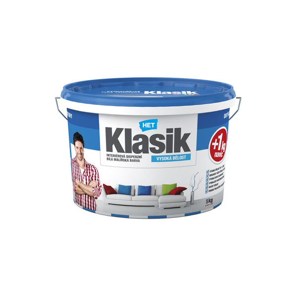 HET Klasik bílá malířská akrylátová barva na zeď 5 kg