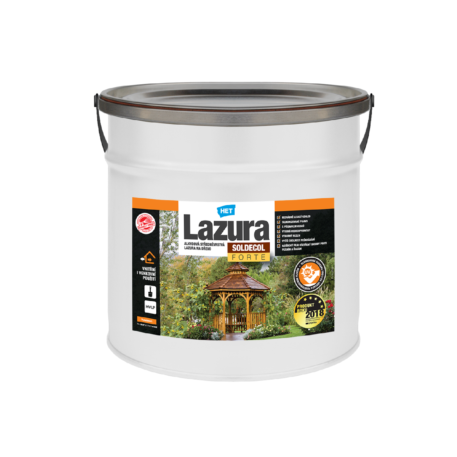 HET SOLDECOL LAZURA FORTE středněvrstvá lazura na dřevo 2,5 l