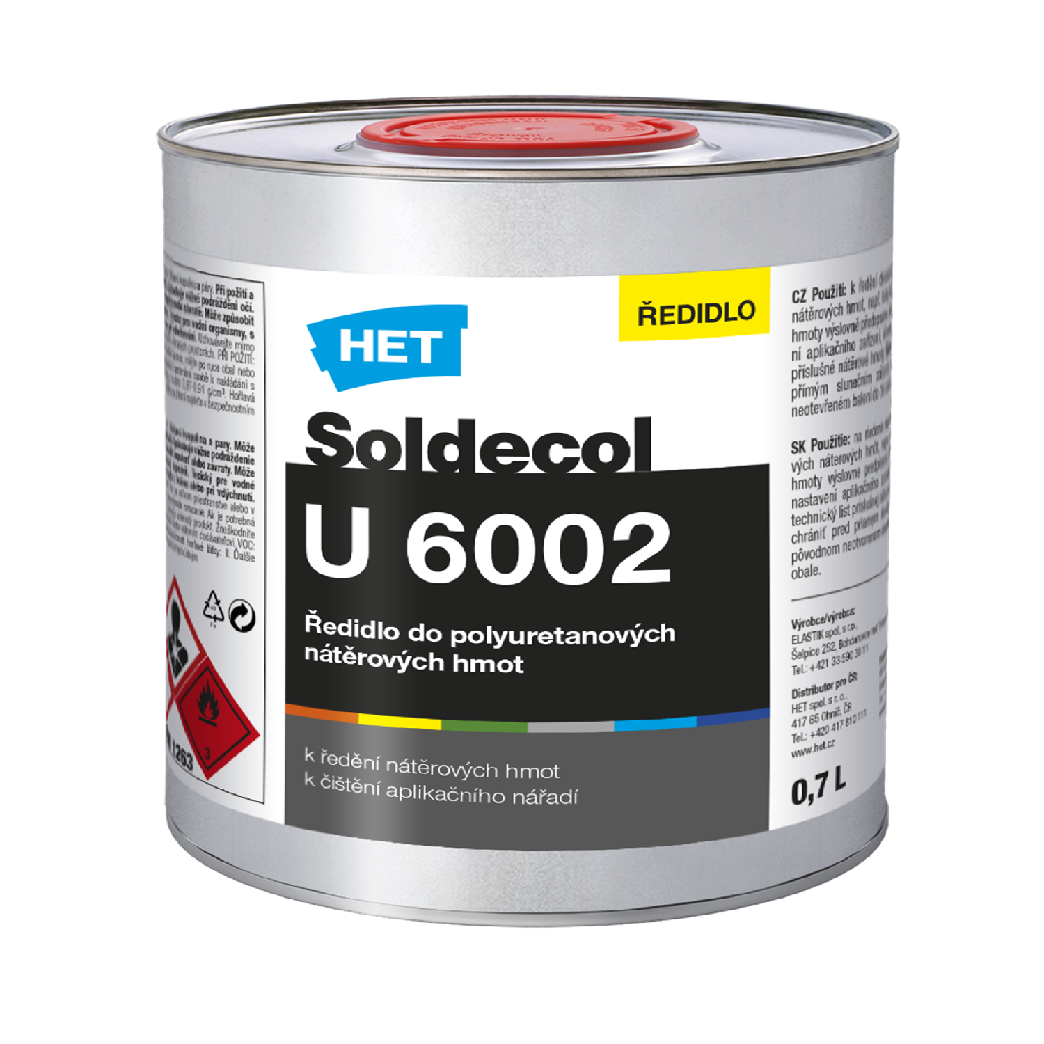 HET SOLDECOL U 6002 ředidlo do polyuretanových a akryl-uretanových barev 0,4 l