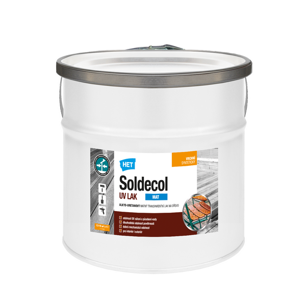 HET Soldecol UV LAK MAT alkyd-uretanový matný bezbarvý lak na dřevo 2,5 l
