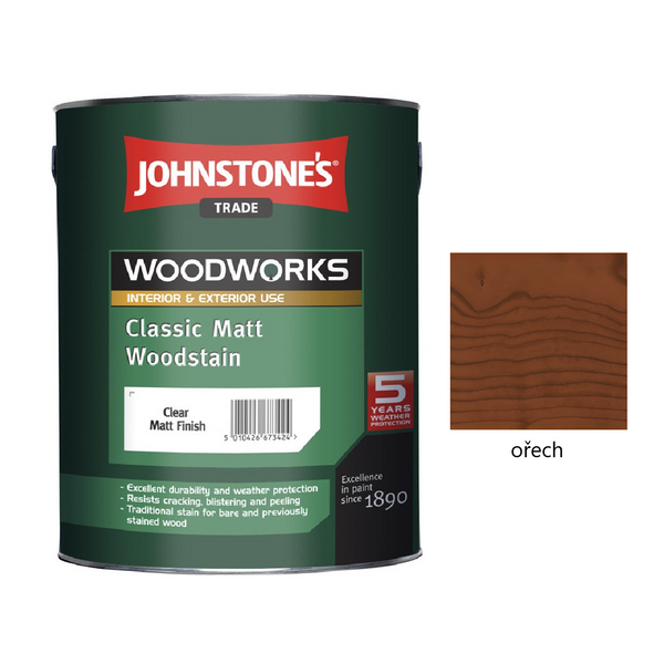JOHNSTONE'S Classic Matt Woodstain syntetická tenkovrstvá lazura na dřevo - ořech