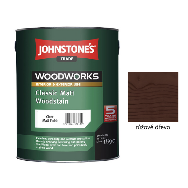 JOHNSTONE'S Classic Matt Woodstain syntetická tenkovrstvá lazura na dřevo - růžové dřevo
