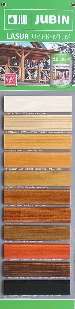 JUBIN LASUR UV Premium silnovrstvá lazura na dřevo_vzorník