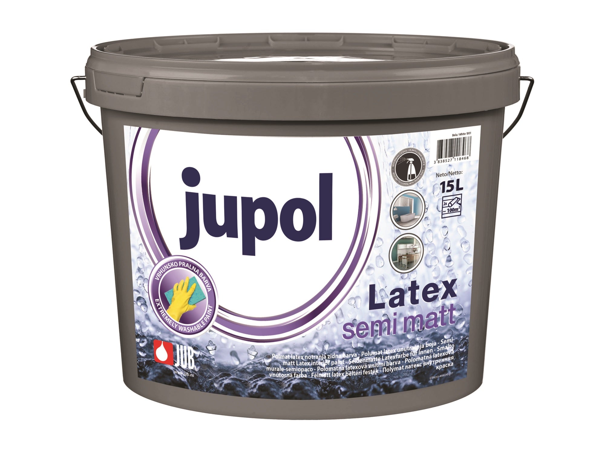 JUB JUPOL Latex semi matt vnitřní omyvatelná malířská barva 15 l