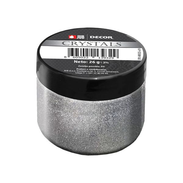 JUB DECOR Crystals stříbrné dekorativní třpytky do barvy v gelu 50 ml