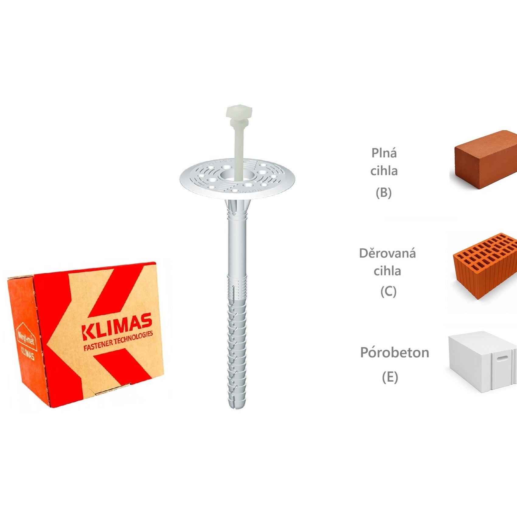 KLIMAS Wkret-met LFN-10 Talířová hmoždinka s plastovým trnem a prodlouženou expanzní zónou Ø10 mm