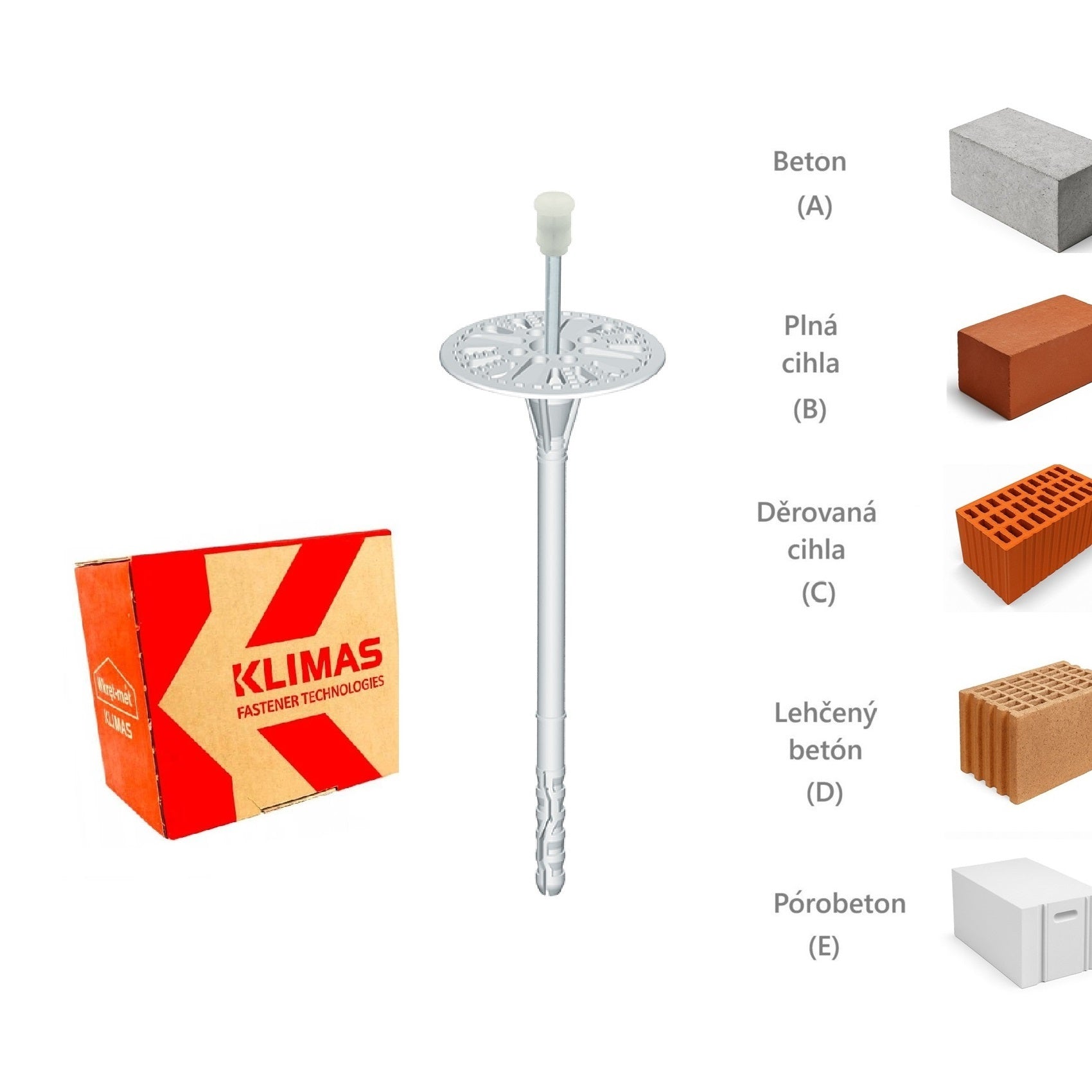 KLIMAS Wkret-met LMX-10 Talířová hmoždinka s kovovým trnem a zkrácenou expanzní zónou Ø10 mm