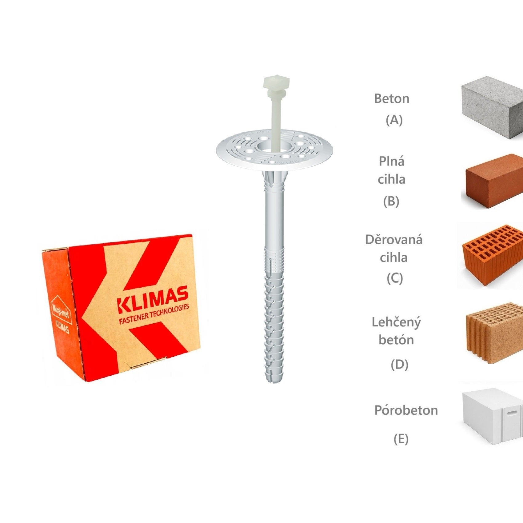 KLIMAS Wkret-met LTX-10 Talířová hmoždinka s plastovým trnem a zkrácenou expanzní zónou Ø10 mm