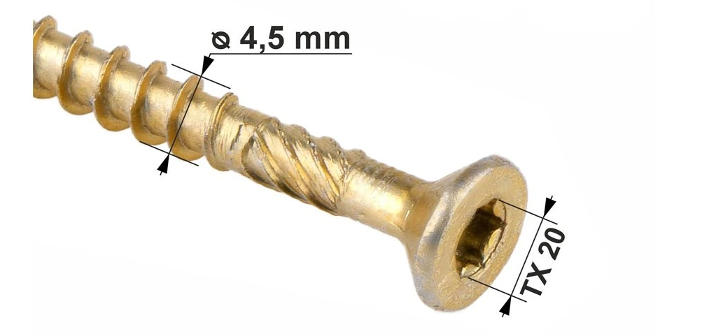 KLIMAS Wkret-met WKCS Ø4,5 mm TX-20 konstrukční vrut do dřeva se zápustnou hlavou