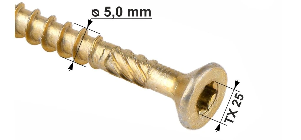 KLIMAS Wkret-met WKCS Ø5 mm TX-25 konstrukční vrut do dřeva se zápustnou hlavou