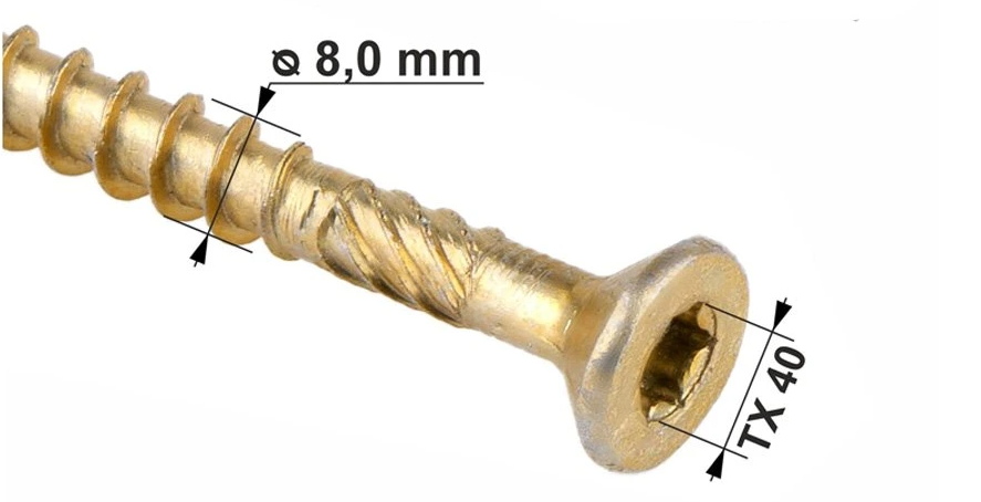 KLIMAS Wkret-met WKCS Ø8 mm TX-40 konstrukční vrut do dřeva se zápustnou hlavou