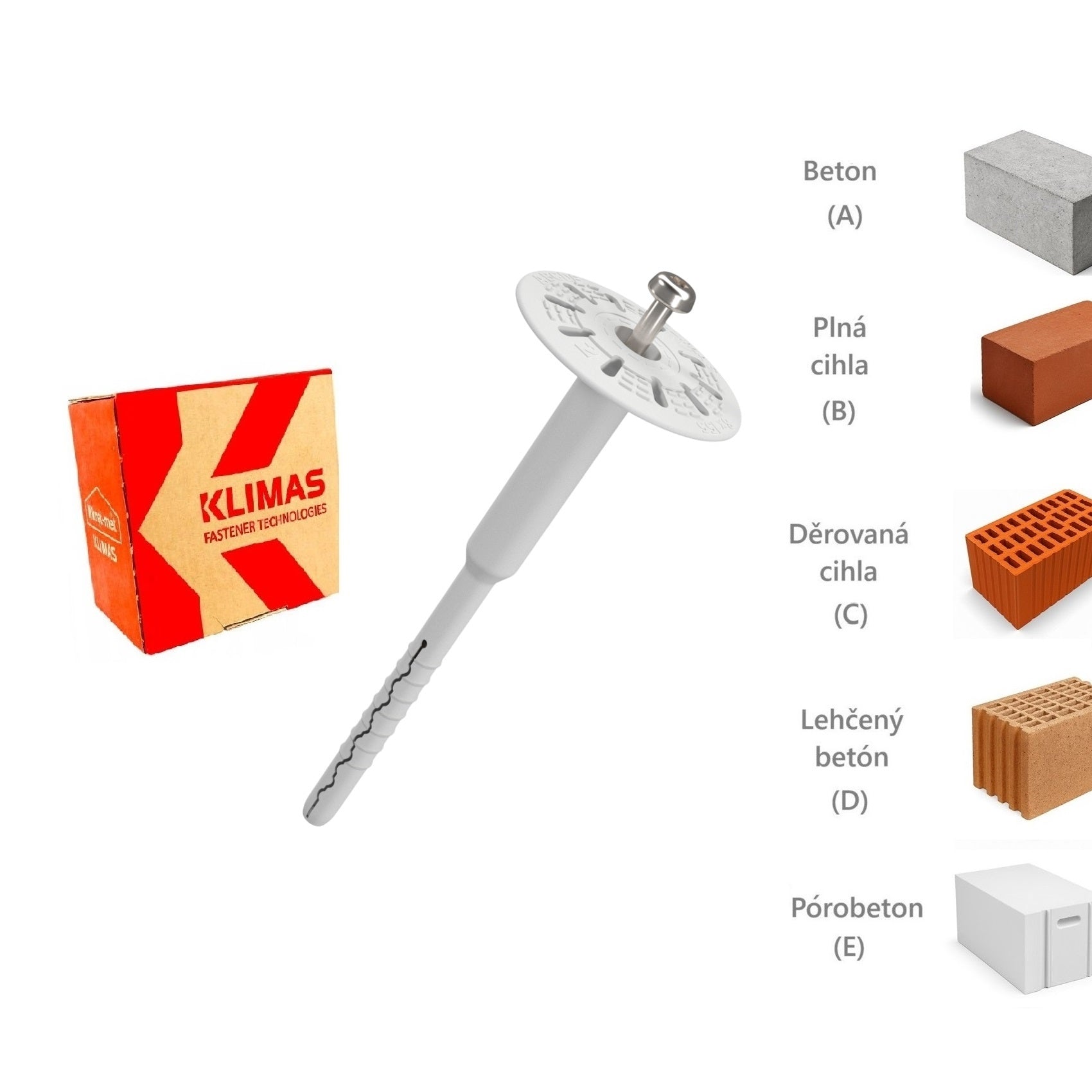 KLIMAS Wkret-met ThermoDrive-V2 Talířová hmoždinka s kovovým šroubem Ø8 mm