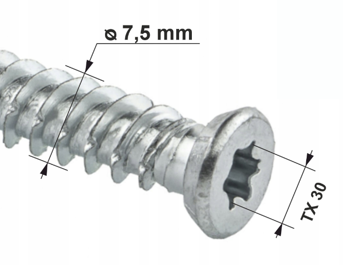 KLIMAS Wkret-met WHO Ø7,5 mm turbošroub kalený s plochou hlavou TX-30
