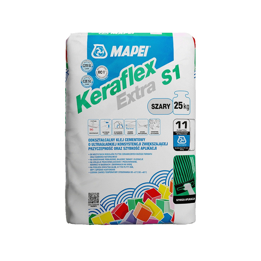 MAPEI Keraflex Extra S1 tenkovrstvé cementové lepidlo pro dlažbu a obklad 25 kg
