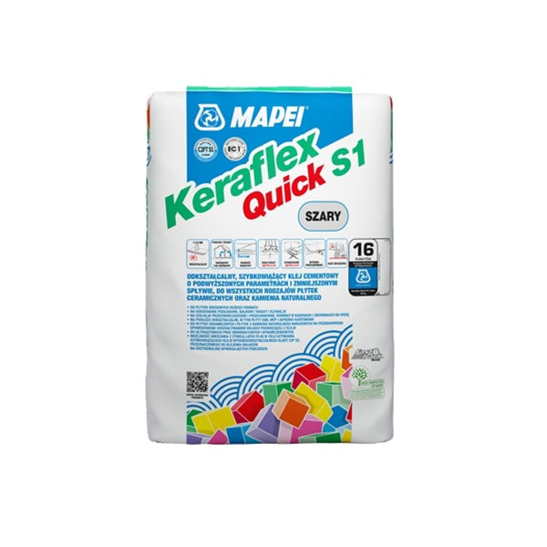 MAPEI Keraflex Quick S1 rychletvrdnoucí cementové lepidlo na dlažbu a obklad 23 kg