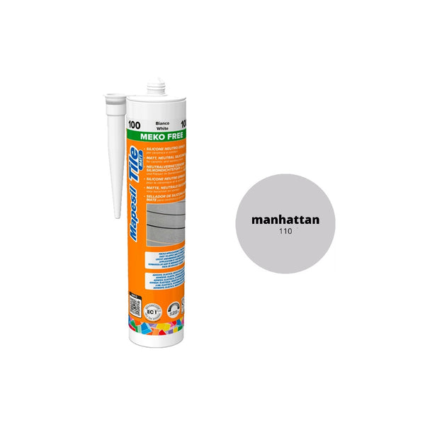 MAPEI Mapesil Tile Matt neutrální silikonový těsnící tmel na keramiku a sanitu 110 - šedá manhattan