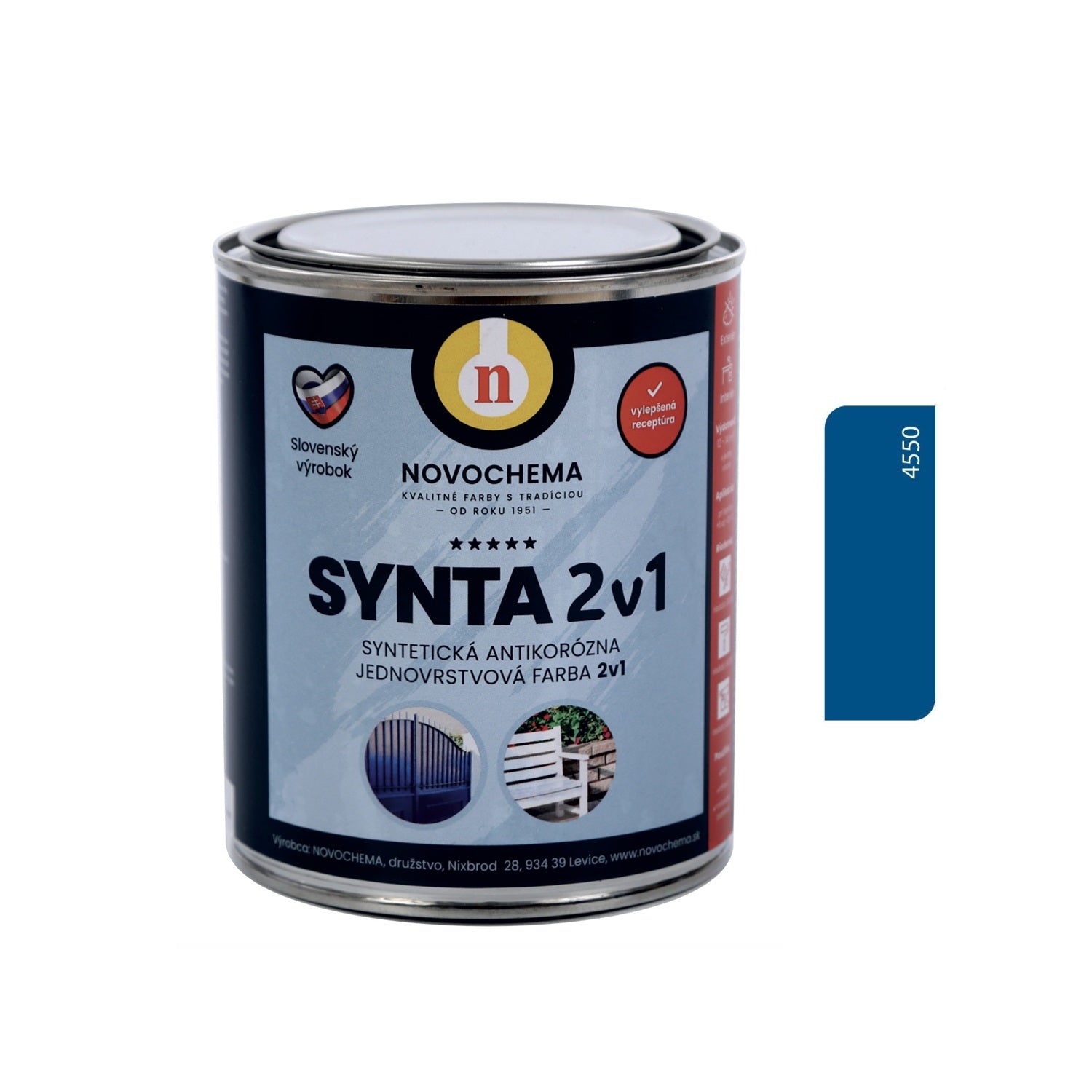 NOVOCHEMA SYNTA 2v1 syntetická antikorozní jednovrstvá barva 2v1 návestní modrá