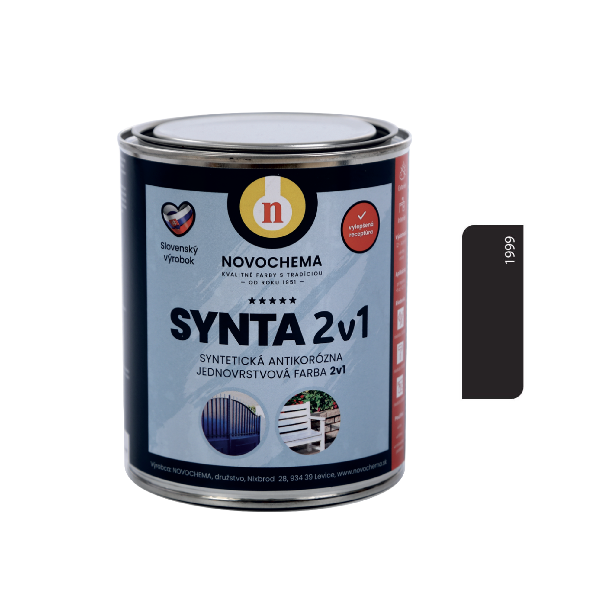 NOVOCHEMA SYNTA 2v1 syntetická antikorozní jednovrstvá barva 2v1 - 1010 - Šedá pastelová