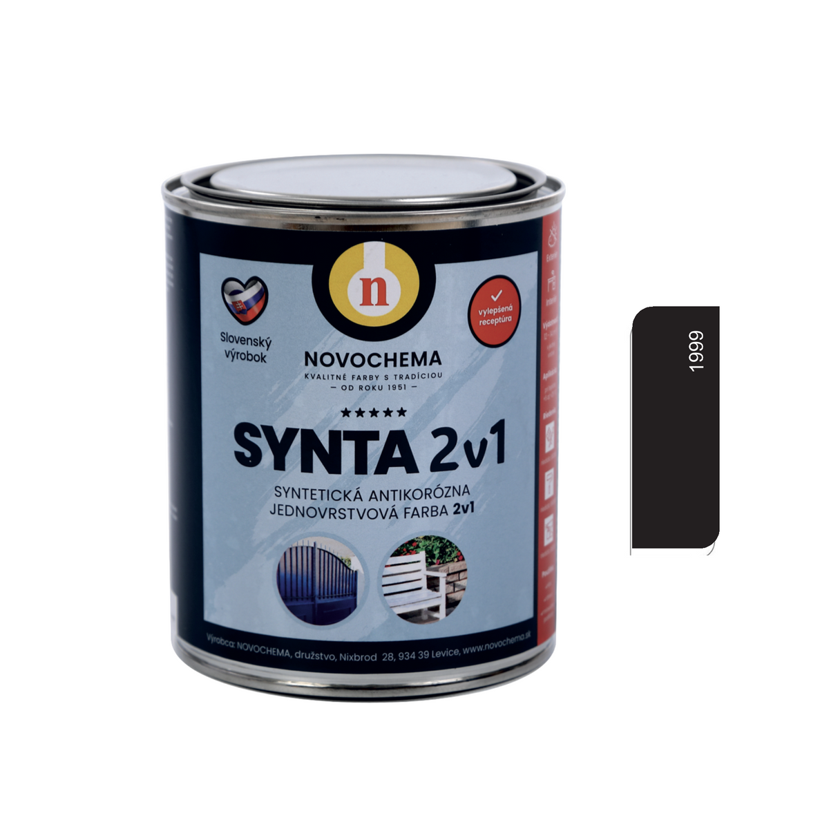 NOVOCHEMA SYNTA 2v1 syntetická antikorozní jednovrstvá barva 2v1 - 1805 - Antracitová