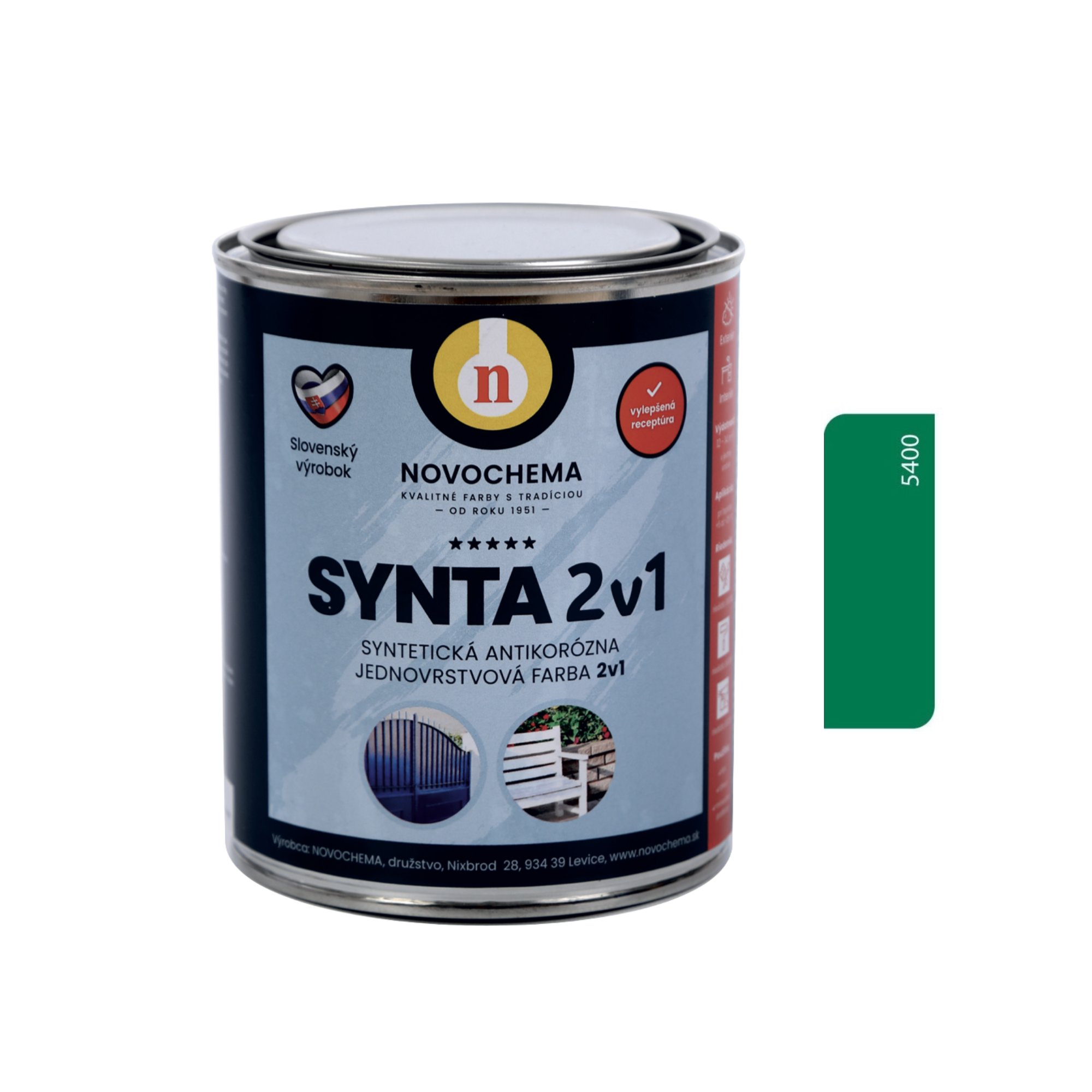 NOVOCHEMA SYNTA 2v1 syntetická antikorozní jednovrstvá barva 2v1 - 4550 - Návěstní modrá