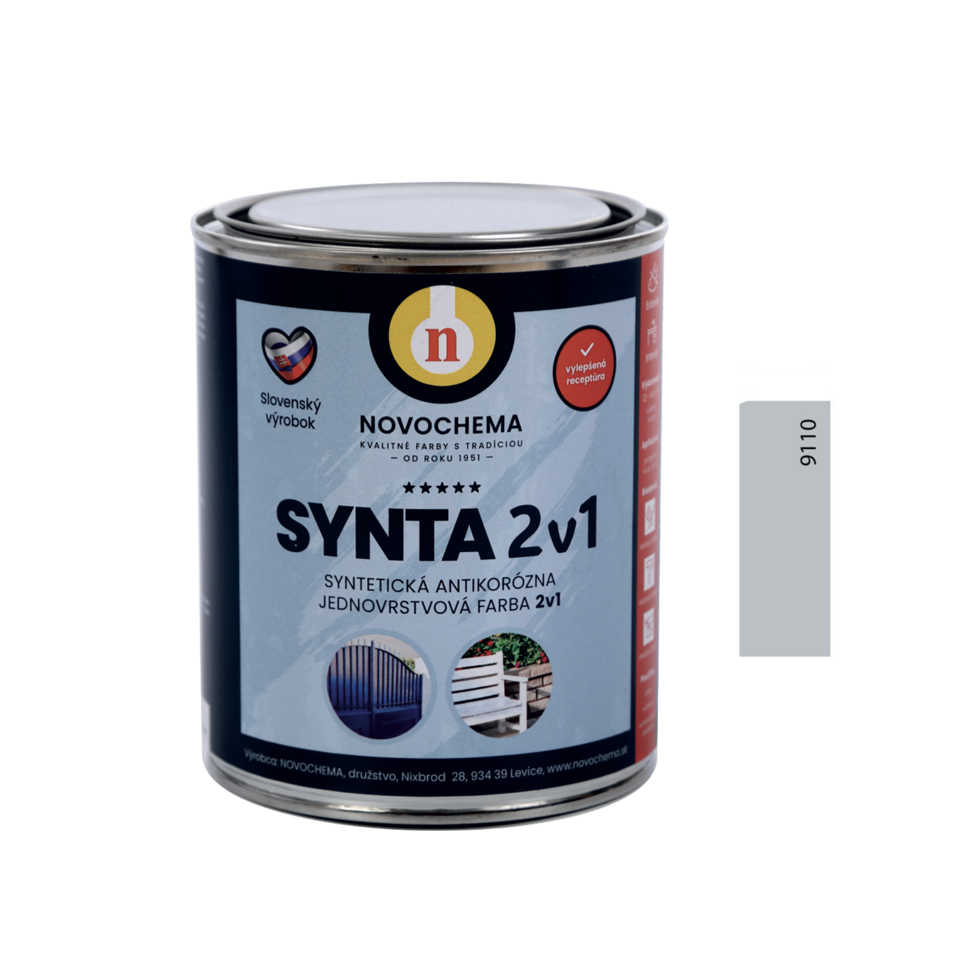 NOVOCHEMA SYNTA 2v1 syntetická antikorozní jednovrstvá barva 2v1 - 9110 - Hliníková